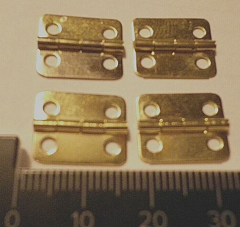 Hinges 16x13mm Dollhouse Jewellery Wood Box Gold Color Pack of 8 inc screws C020