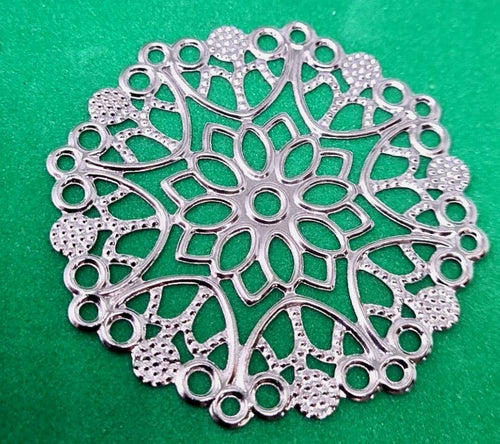 Silver Colour Metal Filigree Embellishments 48mm Diameter Add Glitz Pack 10 C209
