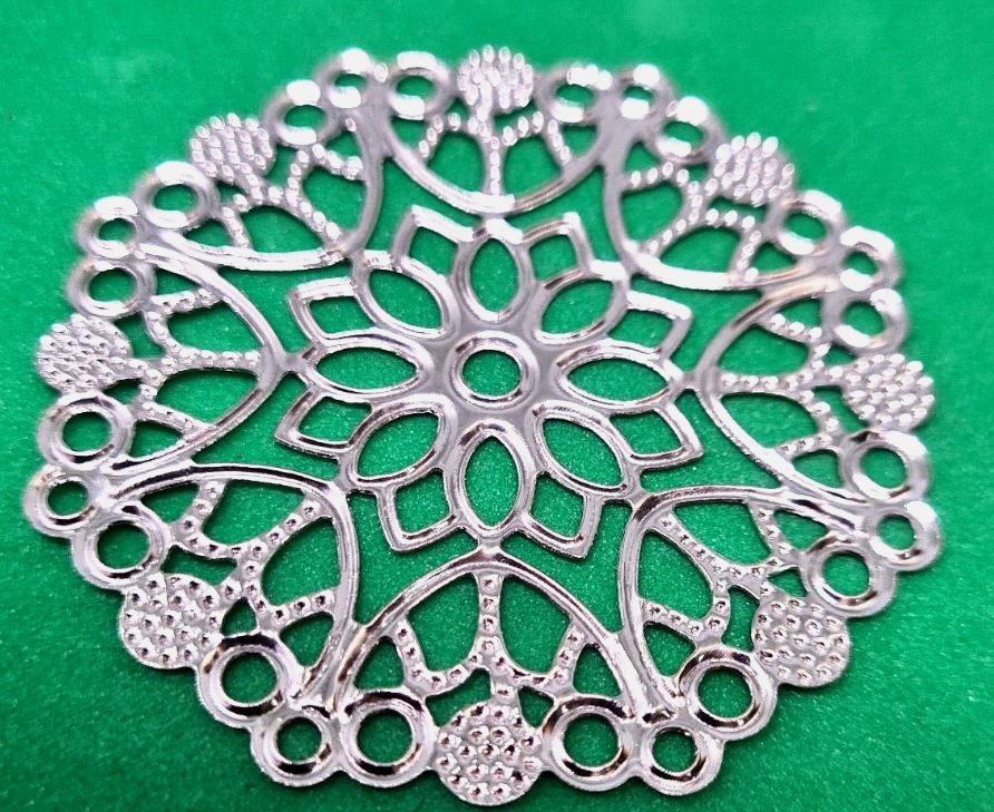 Silver Colour Metal Filigree Embellishments 48mm Diameter Add Glitz Pack 10 C209