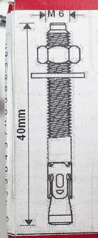 Throughbolt Anchor Fixings Wedge Bolts Masonry Concrete Stone M6 x 40mm Zinc