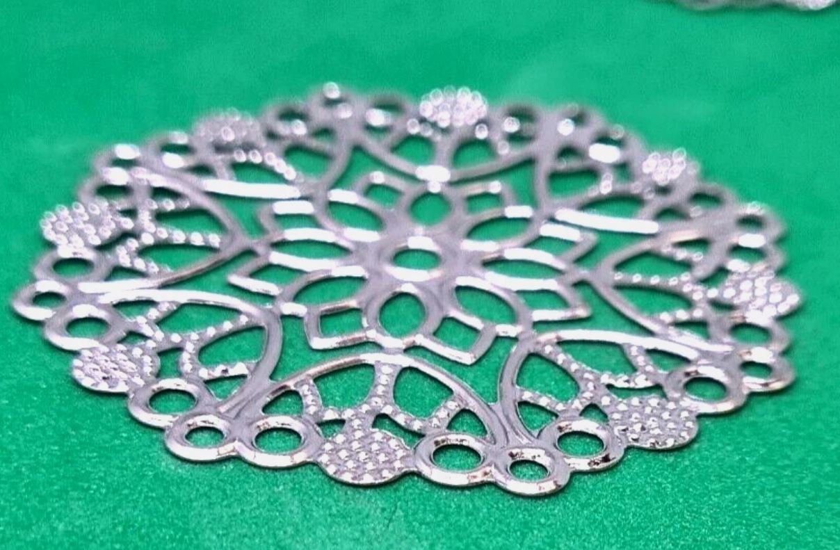 Silver Colour Metal Filigree Embellishments 48mm Diameter Add Glitz Pack 10 C209